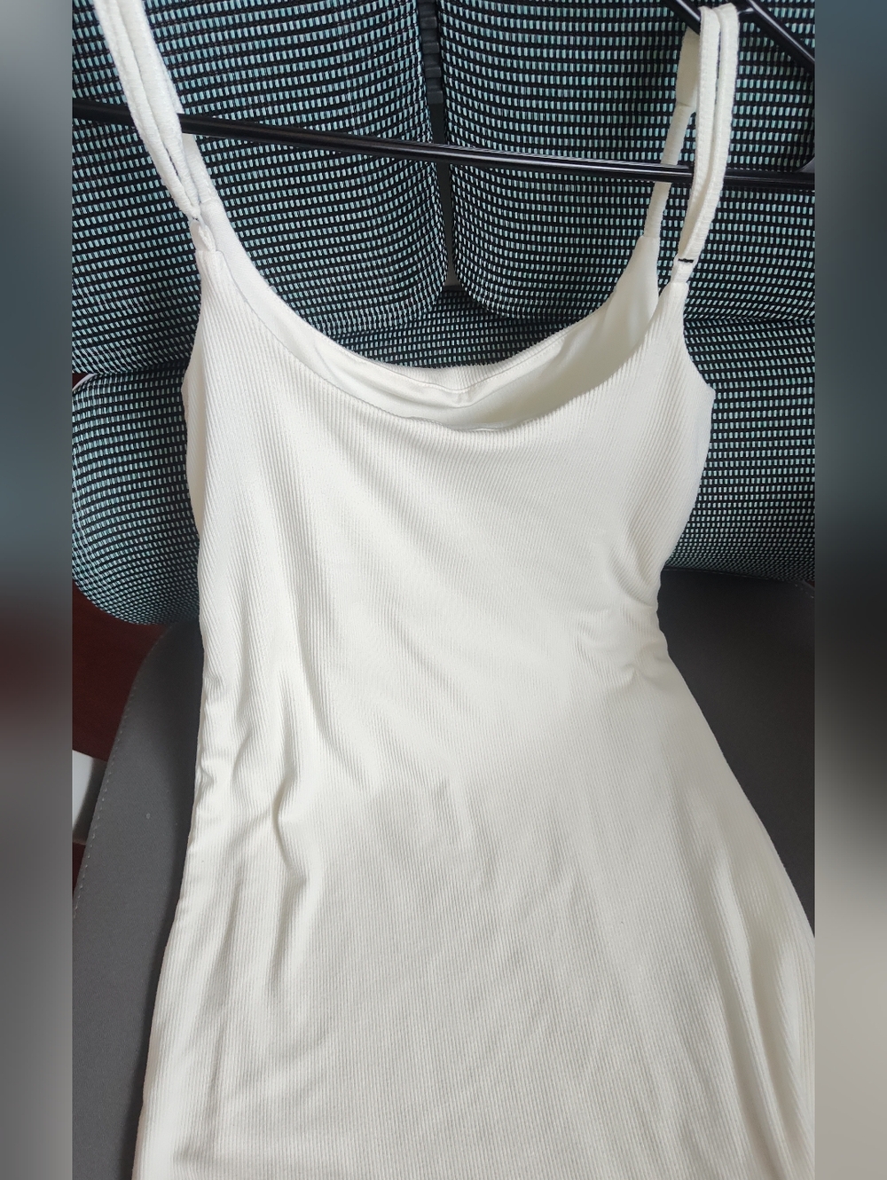 Off White Long Maxi Ribbed Spaghetti Strap Dress Size L